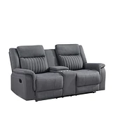 Homelegance White Label Magnus 75" Double Reclining Love Seat with Center Console