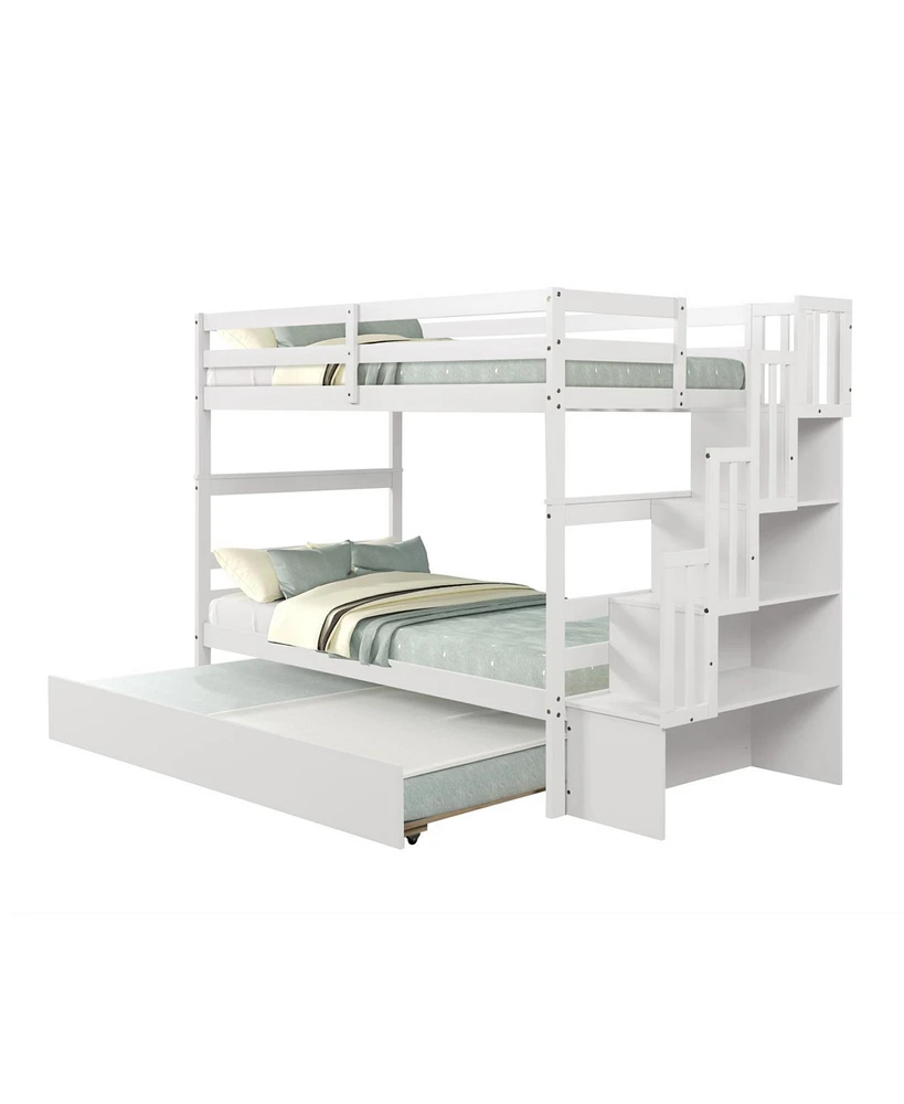 Simplie Fun Bunk Beds Twin Over Twin Stairway Storage Function