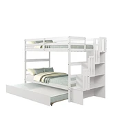 Streamdale Furniture Bunk Beds Twin Over Twin Stairway Storage Function