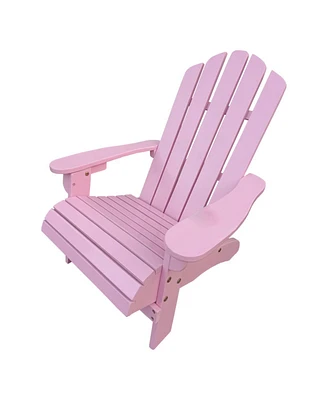 Simplie Fun Outdoor Or Indoor Wood Children Adirondack Chair, Pink