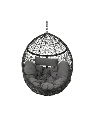 Simplie Fun Cozy Wicker Egg Hammock Chair with Removable Cushions