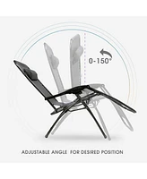 Zero Gravity Patio Adjustable Folding Reclining Chair with Pillow, 2PC Grey