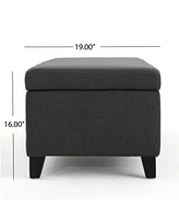 Spacious Storage Ottoman with Self-Opening Lid and Modern Birch Wood Legs