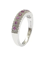 Suzy Levian Sterling Silver Sapphire & Created White Color-Pop Half Band Ring