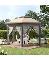 Spacious Hexagon Gazebo with Mesh Walls for Outdoor Shade and Protection