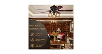 Slickblue 52" Electric Ceiling Fan with 5 Blades and 3 Lights for Living Room and Bedroom