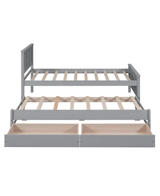 Streamdale Furniture Twin Size Platform Bed With Trundle And Drawers