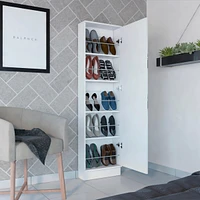 Cassidy Rectangle Tall Shoe Cabinet With Mirror