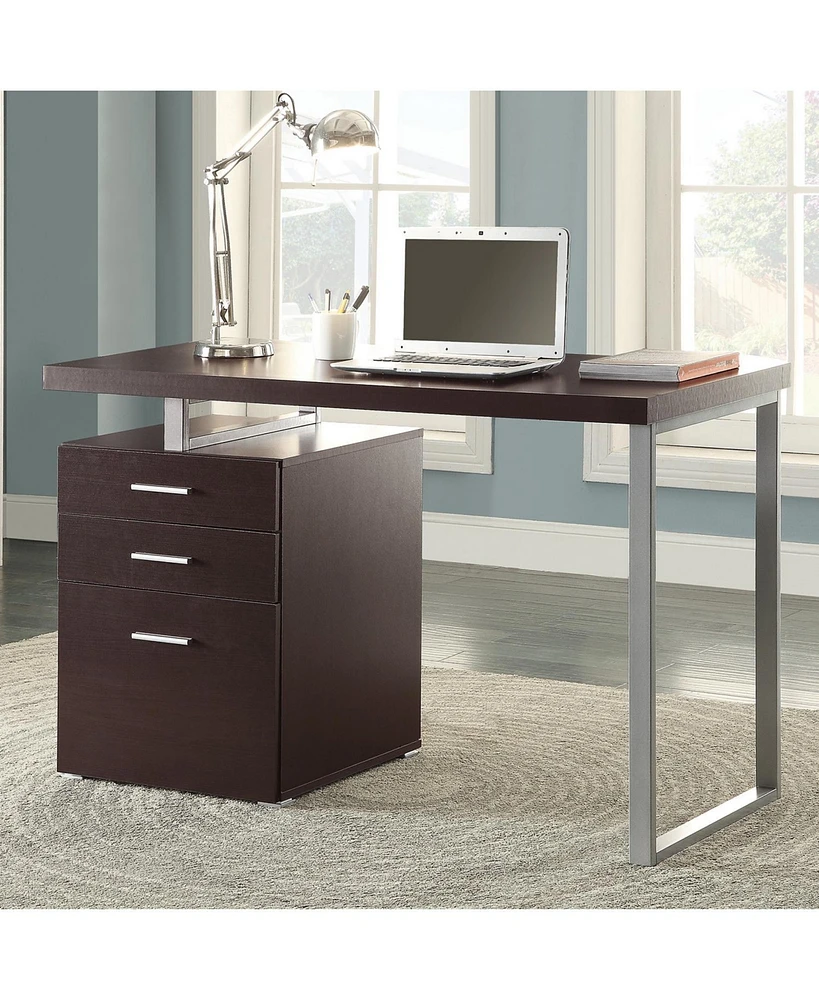 Simplie Fun 3-Drawer Office Desk in Cappuccino Finish