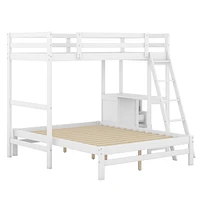 Twin Over Full Bunk Bed With Built-In Desk And Three Drawers