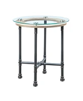 Simplie Fun Brantley End Table in Clear Glass & Sandy Gray Finish