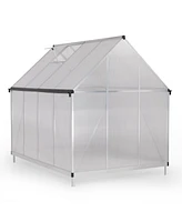 Simplie Fun Premium Outdoor Greenhouse Aluminum Frame, Polycarbonate Panels, Vent and Hinged Door
