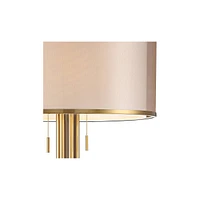 Possini Euro Design Granview Mid Century Modern Standing Floor Lamp 70 1/2" Tall Antique Brass Sheer Organza Outer Linen Inner Drum Shade for Living R