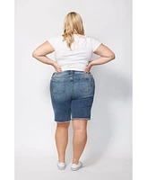 Slink Jeans Plus Denim Mid Rise Bermuda Shorts