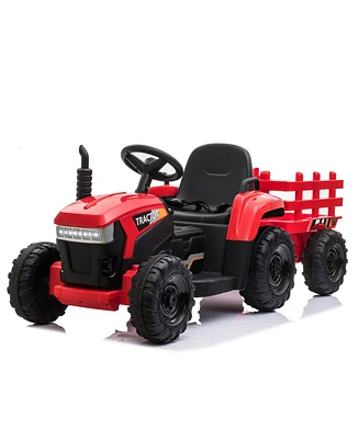 Simplie Fun Kid-Sized Electric Tractor with Removable Trailer and Led Lights