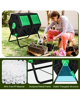 Sugift Dual Chamber Garden Compost Tumbler with Sliding Doors