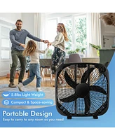 Slickblue 20 Inch Box Portable Floor Fan with 3 Speed Settings and Knob Control-Black