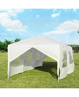 Slickblue 10 x 30 Feet Outdoor Canopy Tent with 6 Removable Sidewalls and 2 Doorways-White