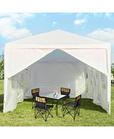 Slickblue 10 x 30 Feet Outdoor Canopy Tent with 6 Removable Sidewalls and 2 Doorways-White