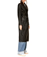 Avec Les Filles Women's Double-Breasted Belted Faux-Leather Coat