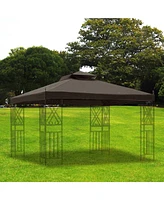 11.8'x9.8' Canopy Top Replacement Beige for 2-Tier Sunjoy L-GZ288PST-4D Gazebo Cover