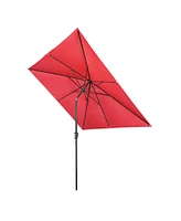 Yescom 10x10 Ft Led Light Patio Umbrella Solar Power 8-Rib Tilt Aluminum for Outdoor Yard Table Poolside, Usb Port Black