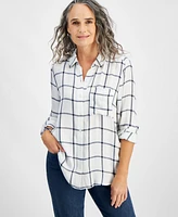 Style & Co Women's Plaid Button-Front Perfect Shirt, Created for Macy's