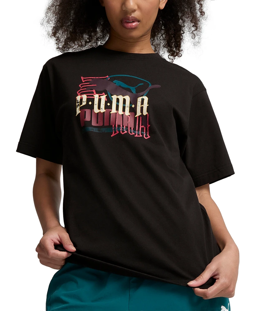 Puma Women's Classic Play Loud Graphic Print Cotton T-Shirt