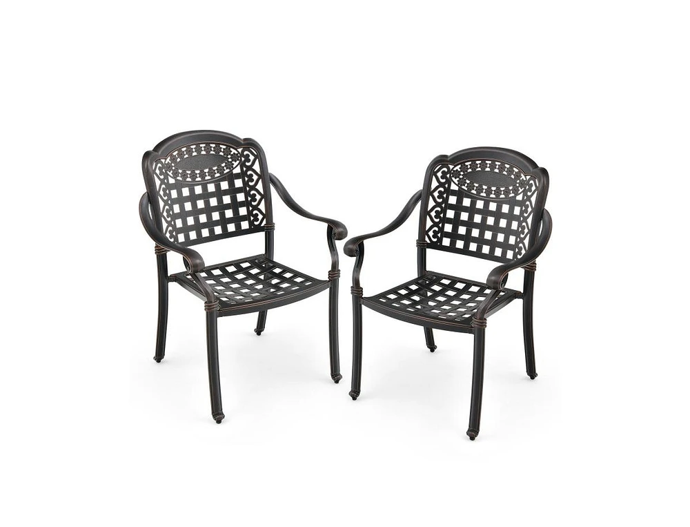 Slickblue Set of 2 Cast Aluminum Patio Chairs with Armrests