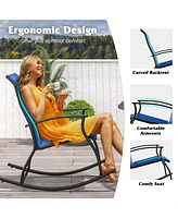 Slickblue 2 Pieces Outdoor Rocking Chairs with Breathable Backrest-Navy