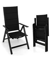 Slickblue Outdoor Dining Chair with Soft Padded Seat and 7-Position Adjustable Backrest-Black