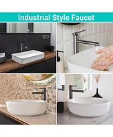 Aquaterior 2 Pack Bathroom Vessel Sink Faucet Single Handle/Hole 8" Tall Vanity Mixer Tap Grey