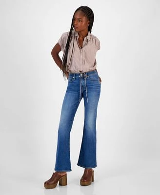 Lucky Brand Stripe Cropped Dolman Sleeve Shirt Sweet Flare Stretch Flare Leg Jeans