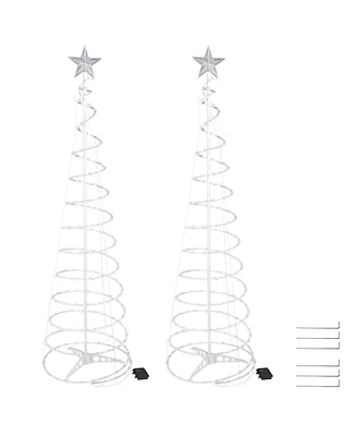 Yescom 6 Ft Lighted Spiral Christmas Tree Light Cool White 182 Led Outdoor Decor 2 Pack