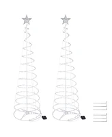 Yescom 6 Ft Lighted Spiral Christmas Tree Light Cool White 182 Led Outdoor Decor 2 Pack