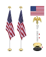 Yescom 2 Pack 8 Ft Sectional Flag Pole Kit Gold Eagle Finial 3x5 Ft Us Flag Indoor