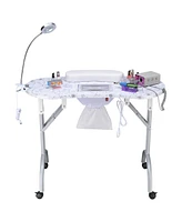 Byootique Portable Folding Manicure Nail Table Station Salon Desk Vented Beauty Spa