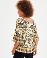 Style & Co Women's Printed On-Off Knit Top, Created for Macy's