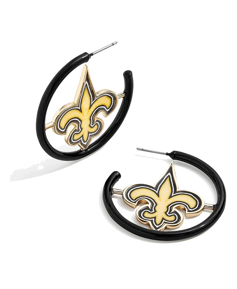 BaubleBar New Orleans Saints Enamel Hoop Earrings