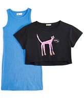 Epic Threads Girls Meow Top & Ribbed Dress, 2 Piece Set, Created for Macy's