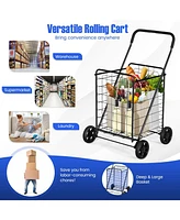 Sugift Portable Folding Shopping Cart Utility for Grocery Laundry