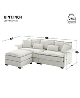 Mondawe 95x66"Oversized Luxury Sectional Sofa with Bentwood Armrests,4 seat Upholstered Indoor Furniture Double Cushions,L Shape Couch Ottom