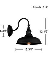 Gough Rustic Industrial Farmhouse Outdoor Barn Light Fixture Texturized Black Dusk To Dawn Motion Sensor Dark Sky 12 1/2" for Exterior House Porch Pat