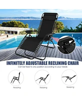 Inolait 3 Pieces Folding Portable Zero Gravity Reclining Lounge Chairs Table Set