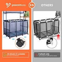 Yescom Metal Frame 10 Wheels Rolling Mesh Pool Storage Bin Xx-Large Double Decker with Noodle Holder Pool Float Storage Organizer