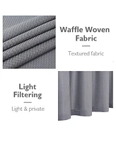 Caromio Waffle Weave Rod Pocket Kitchen Tier Window Curtain Pair