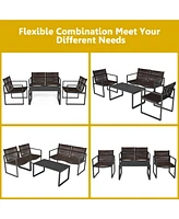 Sugift 4 Pieces Patio Furniture Conversation Set with Sofa Loveseat