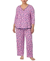 Ellen Tracy Plus Size 2-Pc. Printed 3/4-Sleeve Pajamas Set