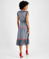 Nautica Jeans Women's Mixed-Print Tiered Midi Dress