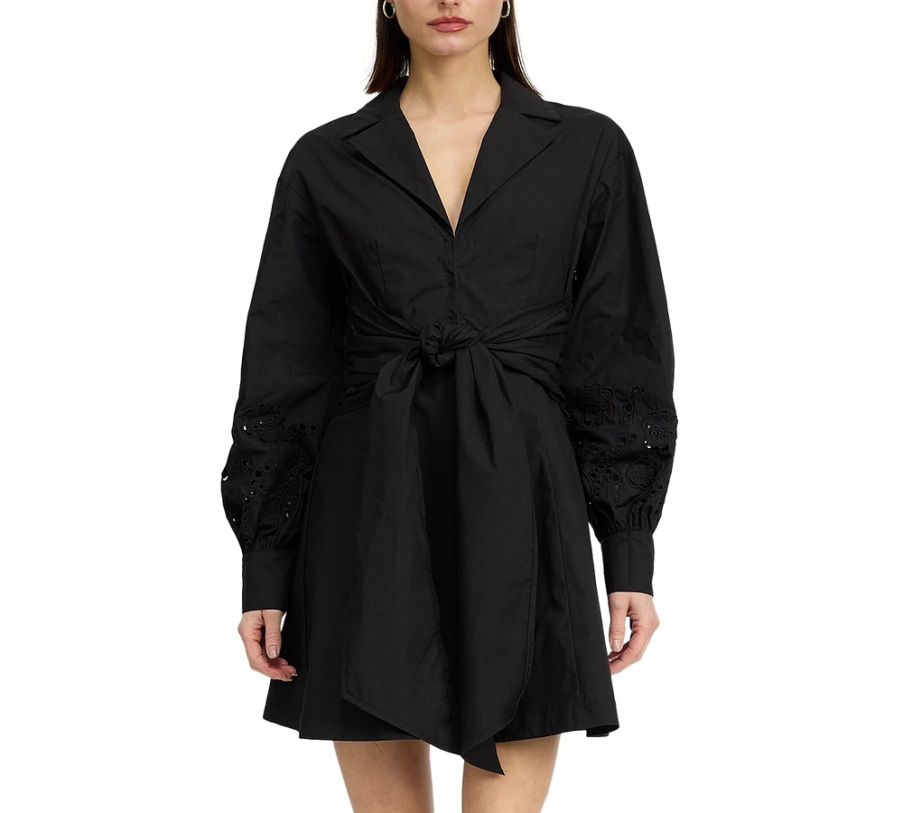 En Saison Women's Benedetta Cotton Tie-Waist Shirtdress